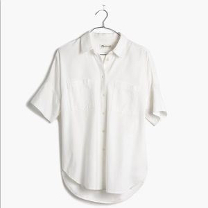 Madewell White Cotton Courier Shirt, Size Small